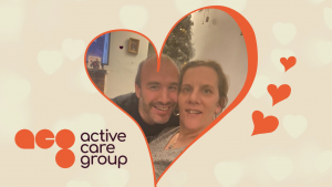 Man and women in heart shape with active care group logo